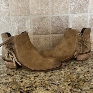 Cole Haan Abbot Fringe Bootie Suede Boots, size 7 1/2